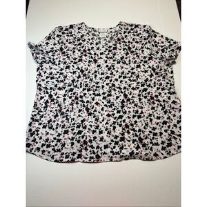 Scrubstar Cheetah Bloom Print Short Sleeve Scrub Top Size 3XL